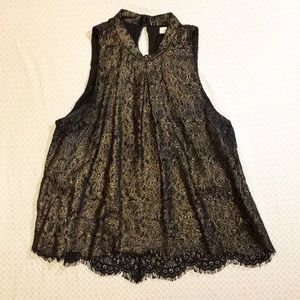 🌸3/$20 - Gold Shimmer Lace Tank